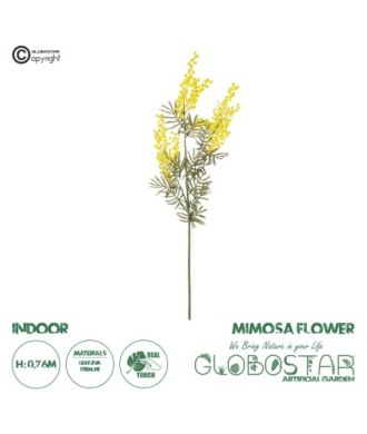 GloboStar® Artificial Garden YELLOW MIMOSA FRUIT BRANCH 21451 Τεχνητό Διακοσμητικό Κλαδί Κίτρινη Μιμόζα Y76cm
